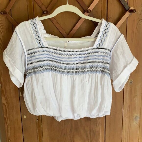 Free People Wondering Skies crop top blouse - Picture 2 of 9